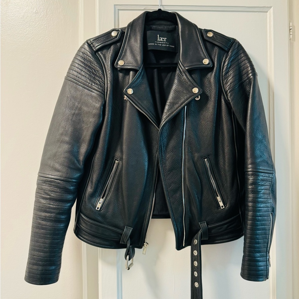 laer Brand genuine leather moto jacket (S)